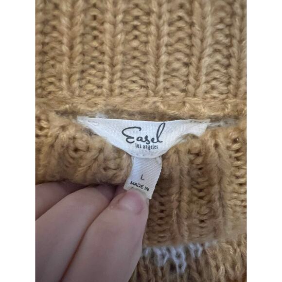 Easel Fair Isle Knit Crewneck Sweater Winter Ski Sweater Camel Women's Large - Picture 4 of 7